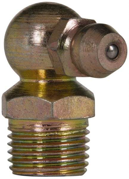 Value Collection - 90° Head Angle, 1/8 NPT Steel Standard Grease Fitting - 11.11mm Hex - Exact Tool & Supply