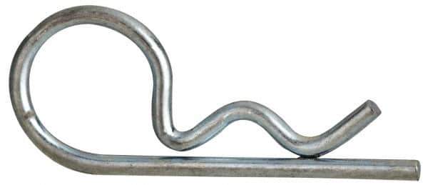 Value Collection - 1/8 to 3/16" Shaft Diam, 19/32" Long, 0.047" Wire Diam, Hair Pin Cotter - MB Grade 2 Spring Steel, Zinc-Plated Finish - Exact Tool & Supply