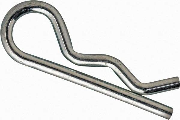 Value Collection - 1/4 to 3/8" Shaft Diam, 1-3/16" Long, 0.08" Wire Diam, Hair Pin Cotter - MB Grade 2 Spring Steel, Zinc-Plated Finish - Exact Tool & Supply