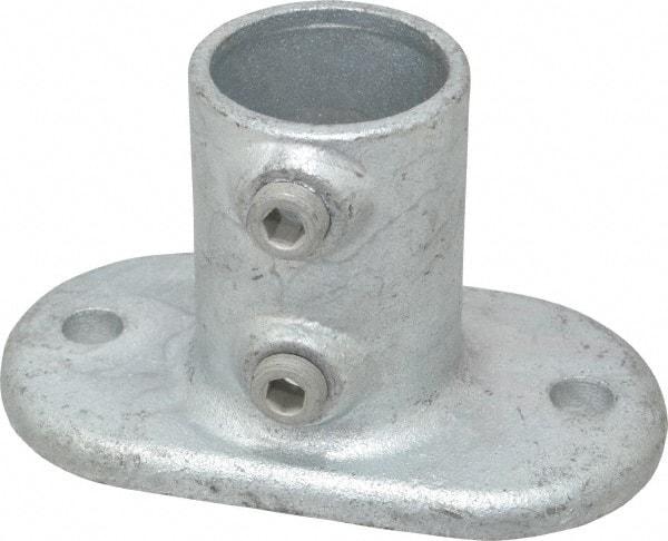 Kee - 1-1/2" Pipe, Railing Flange, Malleable Iron Flange Pipe Rail Fitting - Galvanized Finish - Exact Tool & Supply