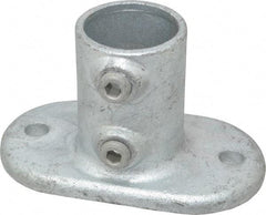 Kee - 1-1/2" Pipe, Railing Flange, Malleable Iron Flange Pipe Rail Fitting - Galvanized Finish - Exact Tool & Supply