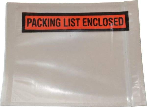 Nifty Products - 1,000 Piece, 5-1/2" Long x 4-1/2" Wide, Envelope - Packing List Enclosed, Clear - Exact Tool & Supply