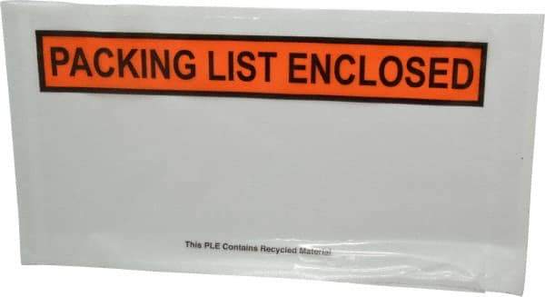 Nifty Products - 1,000 Piece, 10" Long x 5-1/2" Wide, Envelope - Packing List Enclosed, Clear - Exact Tool & Supply