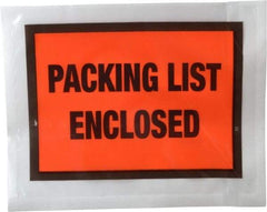 Nifty Products - 1,000 Piece, 5-1/2" Long x 4-1/2" Wide, Envelope - Packing List Enclosed, Orange Full Faced - Exact Tool & Supply