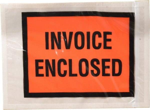 Nifty Products - 1,000 Piece, 5-1/2" Long x 4-1/2" Wide, Envelope - Invoice Enclosed, Orange Full Faced - Exact Tool & Supply