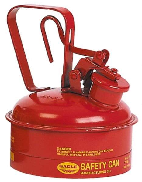 Eagle - 2 Qt Galvanized Steel Type I Safety Can - 8-3/4" High x 6-3/4" Diam, Red with Yellow - Exact Tool & Supply