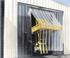 Aleco - 12' Door Width x 12' Door Height Vinyl Smooth Strip Door Kit - 16" Strip Width x 0.16" Strip Thickness, Clear, 75% Overlap - Exact Tool & Supply