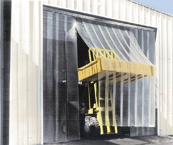 Aleco - 9' Door Width x 9' Door Height Vinyl Smooth Antistatic Strip Door Kit - 12" Strip Width x 1/8" Strip Thickness, Clear, 66% Overlap - Exact Tool & Supply