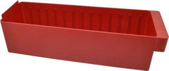Quantum Storage - 17-5/8" Deep, Red High-Impact Polystyrene Drawer Bin - 4-5/8" High x 5-9/16" Wide x 17-5/8" Long - Exact Tool & Supply