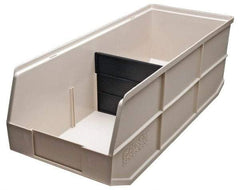 Akro-Mils - 60 Lb. Load Capacity, 20-1/2" Deep, Ivory Polymer Hopper Stacking Bin - 7" High x 8-1/4" Wide x 20-1/2" Long - Exact Tool & Supply