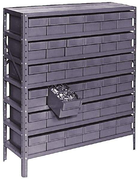 Value Collection - 72 Bin Bin Shelving Unit with Drawers - 36 Inch Overall Width x 12 Inch Overall Depth x 75 Inch Overall Height, Rainbow Plastic Bins - Exact Tool & Supply