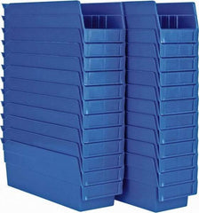 Akro-Mils - 11-5/8" Deep, Blue Hopper Shelf Bin - 4" High x 4-1/8" Wide x 11-5/8" Long - Exact Tool & Supply