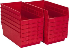 Akro-Mils - 11-5/8" Deep, Red Hopper Shelf Bin - 4" High x 6-5/8" Wide x 11-5/8" Long - Exact Tool & Supply