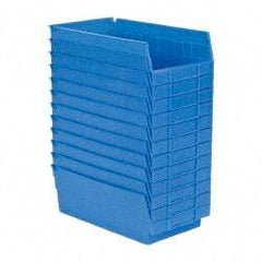 Akro-Mils - 11-5/8" Deep, Blue Hopper Shelf Bin - 4" High x 6-5/8" Wide x 11-5/8" Long - Exact Tool & Supply