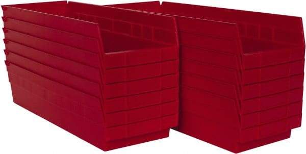 Akro-Mils - 17-7/8" Deep, Red Hopper Shelf Bin - 4" High x 6-5/8" Wide x 17-7/8" Long - Exact Tool & Supply