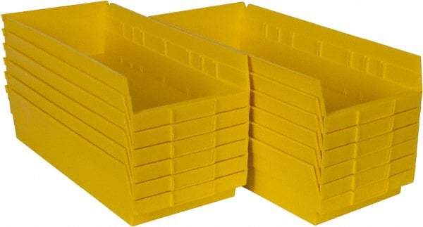 Akro-Mils - 17-7/8" Deep, Yellow Hopper Shelf Bin - 4" High x 8-3/8" Wide x 17-7/8" Long - Exact Tool & Supply