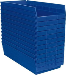 Akro-Mils - 17-7/8" Deep, Blue Hopper Shelf Bin - 4" High x 8-3/8" Wide x 17-7/8" Long - Exact Tool & Supply