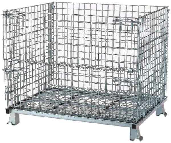 Nashville Wire - 40" Long x 32" Wide x 34-1/2" High Steel Basket-Style Bulk Folding Wire Stackable Container - 4,000 Lb. Load Capacity - Exact Tool & Supply