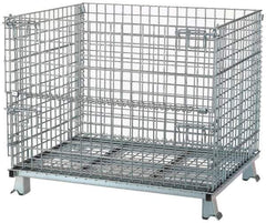 Nashville Wire - 40" Long x 32" Wide x 34-1/2" High Steel Basket-Style Bulk Folding Wire Stackable Container - 4,000 Lb. Load Capacity - Exact Tool & Supply