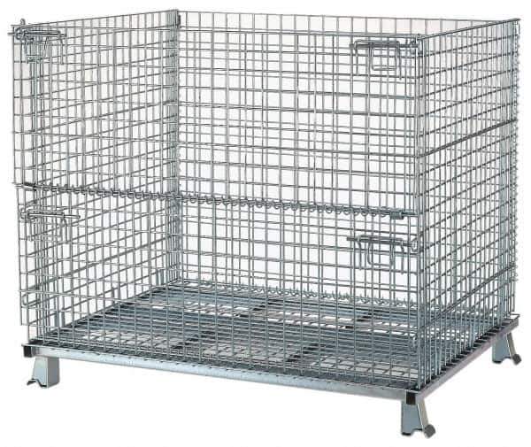 Nashville Wire - 48" Long x 40" Wide x 36" High Steel Basket-Style Bulk Folding Wire Stackable Container - 4,000 Lb. Load Capacity - Exact Tool & Supply