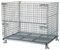 Nashville Wire - 48" Long x 40" Wide x 36" High Steel Basket-Style Bulk Folding Wire Stackable Container - 4,000 Lb. Load Capacity - Exact Tool & Supply