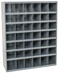Durham - 42 Bin Bin Shelving Unit with Openings - 33-3/4 Inch Overall Width x 12 Inch Overall Depth x 42 Inch Overall Height, Gray Steel Bins - Exact Tool & Supply
