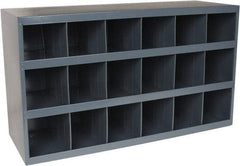 Durham - 18 Bin Bin Shelving Unit with Openings - 33-3/4 Inch Overall Width x 12 Inch Overall Depth x 19-1/4 Inch Overall Height, Gray Steel Bins - Exact Tool & Supply