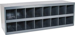 Durham - 16 Bin Bin Shelving Unit with Openings - 33-3/4 Inch Overall Width x 12 Inch Overall Depth x 11-1/2 Inch Overall Height, Gray Steel Bins - Exact Tool & Supply