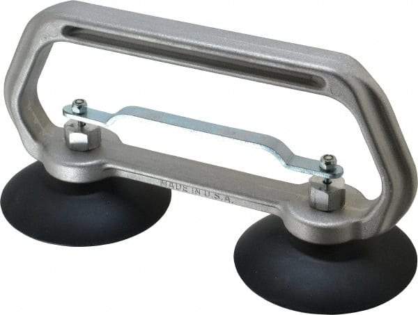 Made in USA - 50 Lb. Capacity Heavy Duty Double Cup Sheet Metal Lifter with Release Trigger - 10 Inch Handle Length and 4 Inch Cup Diameter - Exact Tool & Supply