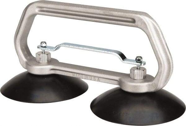 Made in USA - 75 Lb. Capacity Heavy Duty Double Cup Sheet Metal Lifter with Release Trigger - 10 Inch Handle Length and 5 Inch Cup Diameter - Exact Tool & Supply