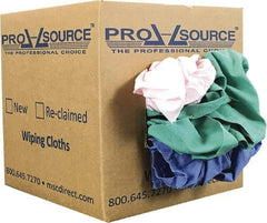 PRO-SOURCE - Reclaimed Poly/Cotton T-Shirt Rags - Assorted Colors, Poly/Cotton, Low Lint, 5 Lbs. at 4 to 6 per Pound, Box - Exact Tool & Supply