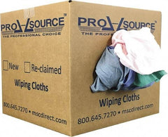 PRO-SOURCE - Reclaimed Poly/Cotton T-Shirt Rags - Assorted Colors, Poly/Cotton, Low Lint, 10 Lbs. at 4 to 6 per Pound, Box - Exact Tool & Supply