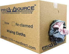 PRO-SOURCE - Reclaimed Poly/Cotton T-Shirt Rags - Assorted Colors, Poly/Cotton, Low Lint, 25 Lbs. at 4 to 6 per Pound, Box - Exact Tool & Supply