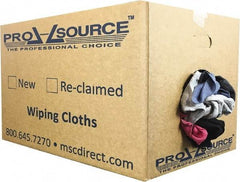 PRO-SOURCE - Reclaimed Cotton T-Shirt Rags - Assorted Colors, Polo, Low Lint, 25 Lbs. at 3 to 4 per Pound, Box - Exact Tool & Supply