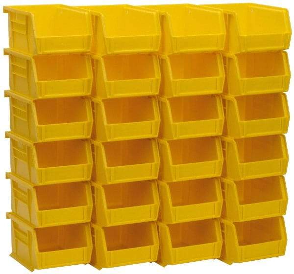 Akro-Mils - 10 Lb. Load Capacity, 5-3/8" Deep, Yellow Polymer Hopper Stacking Bin - 3" High x 4-1/8" Wide x 5-3/8" Long - Exact Tool & Supply