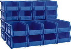 Akro-Mils - 10 Lb. Load Capacity, 7-3/8" Deep, Blue Polymer Hopper Stacking Bin - 3" High x 4-1/8" Wide x 7-3/8" Long - Exact Tool & Supply