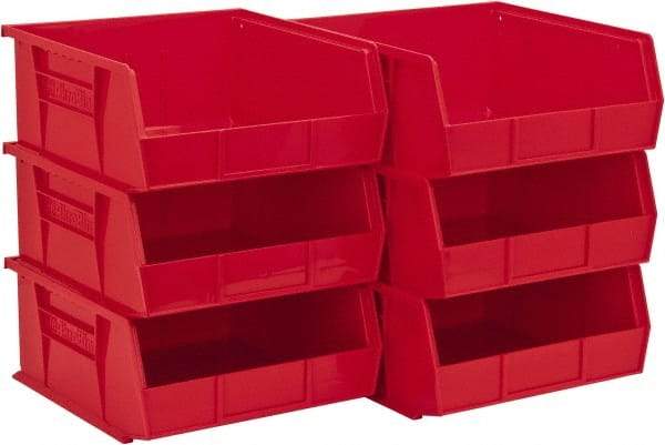 Akro-Mils - 50 Lb. Load Capacity, 10-7/8" Deep, Red Polymer Hopper Stacking Bin - 5" High x 11" Wide x 10-7/8" Long - Exact Tool & Supply