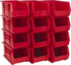 Akro-Mils - 60 Lb. Load Capacity, 14-3/4" Deep, Red Polymer Hopper Stacking Bin - 7" High x 8-1/4" Wide x 14-3/4" Long - Exact Tool & Supply
