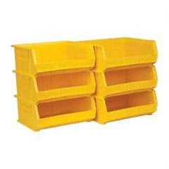 Akro-Mils - 75 Lb. Load Capacity, 14-3/4" Deep, Yellow Polymer Hopper Stacking Bin - 7" High x 16-1/2" Wide x 14-3/4" Long - Exact Tool & Supply
