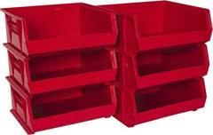 Akro-Mils - 75 Lb. Load Capacity, 14-3/4" Deep, Red Polymer Hopper Stacking Bin - 7" High x 16-1/2" Wide x 14-3/4" Long - Exact Tool & Supply