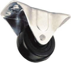 Albion - 4" Diam x 1-1/2" Wide x 5" OAH Top Plate Mount Rigid Caster - Semi-Steel, 450 Lb Capacity, Roller Bearing, 3-1/8 x 6-1/4" Plate - Exact Tool & Supply