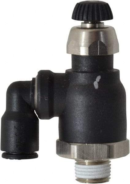 Legris - 1/4" Tube OD x 1/8" Male NPT Compact Swivel Outlet Flow Control Regulator - 0 to 145 psi & Nylon Material - Exact Tool & Supply