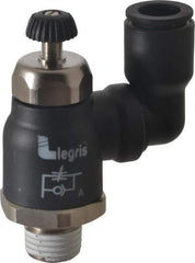 Legris - 3/8" Tube OD x 1/4" Male NPT Compact Swivel Outlet Flow Control Regulator - 0 to 145 psi & Nylon Material - Exact Tool & Supply
