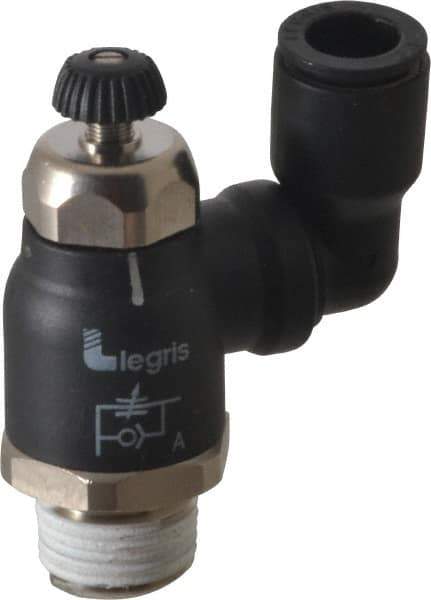 Legris - 3/8" Tube OD x 3/8" Male NPT Compact Swivel Outlet Flow Control Regulator - 0 to 145 psi & Nylon Material - Exact Tool & Supply