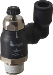 Legris - 3/8" Tube OD x 3/8" Male NPT Compact Swivel Outlet Flow Control Regulator - 0 to 145 psi & Nylon Material - Exact Tool & Supply