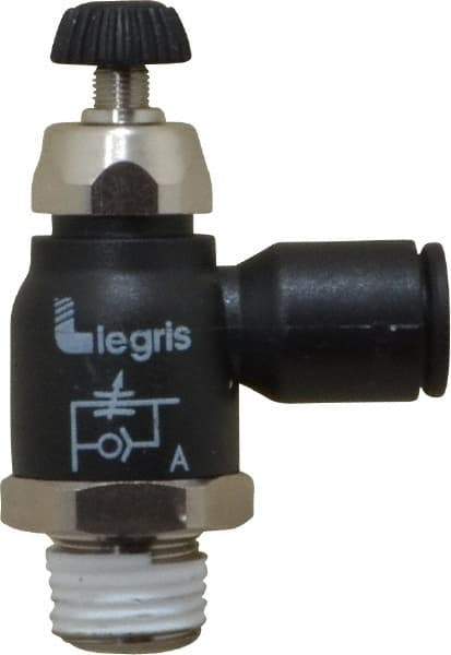 Legris - 8mm Tube OD x 1/4 Male BSPT Compact Meter Out Flow Control Valve - 14.5 to 145 psi, Nylon - Exact Tool & Supply