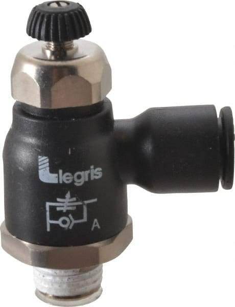Legris - 10mm Tube OD x 1/4 Male BSPT Compact Meter Out Flow Control Valve - 14.5 to 145 psi, Nylon - Exact Tool & Supply