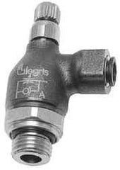 Legris - 4mm Tube OD x 1/8" BSPP Metal Flow Control Regulator - 0 to 145 psi, Buna Nitrile O-Ring & Treated Brass Material - Exact Tool & Supply