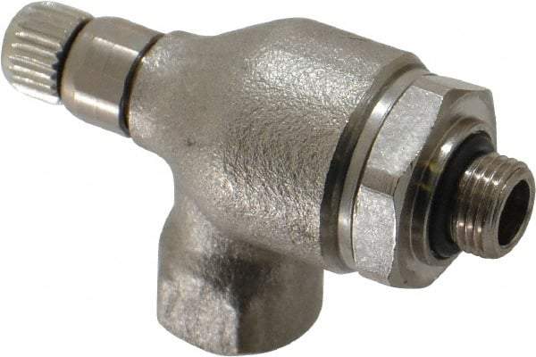 Legris - 6mm Tube OD x 1/8" BSPP Metal Flow Control Regulator - 0 to 145 psi, Buna Nitrile O-Ring & Treated Brass Material - Exact Tool & Supply