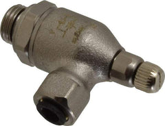 Legris - 6mm Tube OD x 1/4" BSPP Metal Flow Control Regulator - 0 to 145 psi, Buna Nitrile O-Ring & Treated Brass Material - Exact Tool & Supply